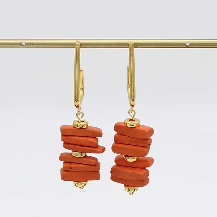 Orange Stacked Drop Earrings
