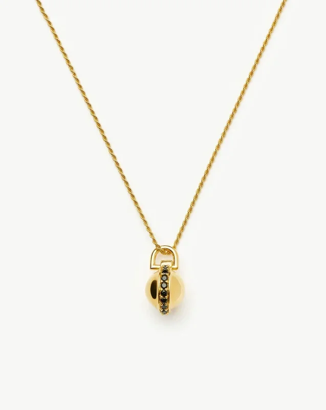 Orb Gemstone Pendant Necklace | 18k Gold Plated / Black Spinel
