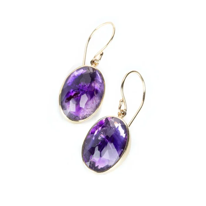 Oval Amethyst Earrings