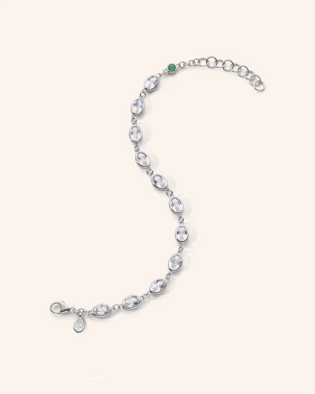 Oval Bezel Set Rock Crystal Tennis Bracelet