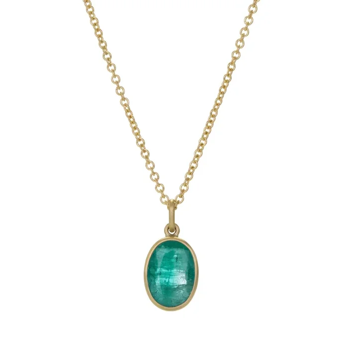 Oval Colombian Emerald Pendant Necklace
