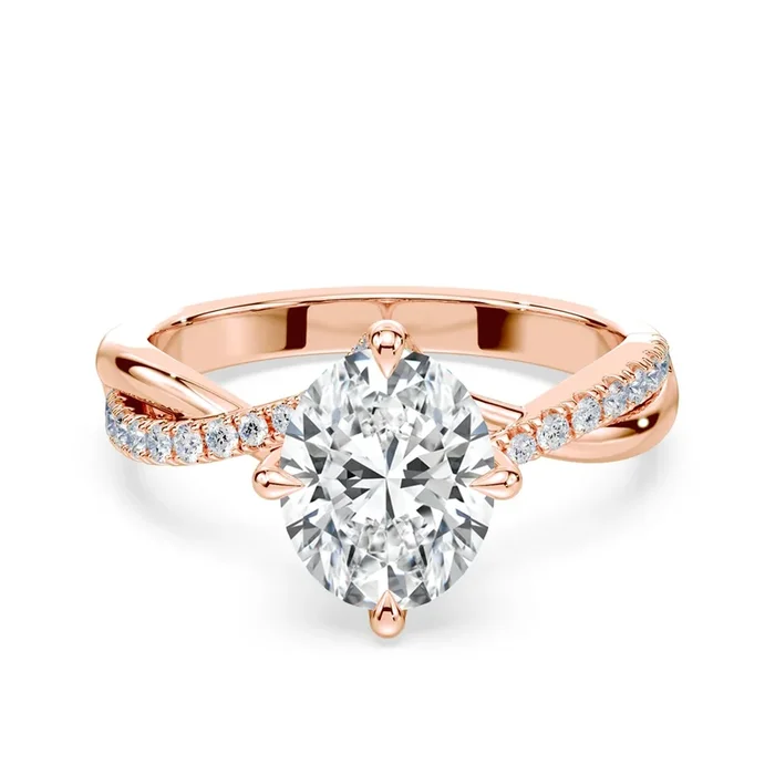 Oval Cut Pave Twist Ring