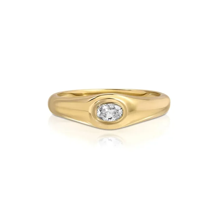 Oval Diamond Signet Ring