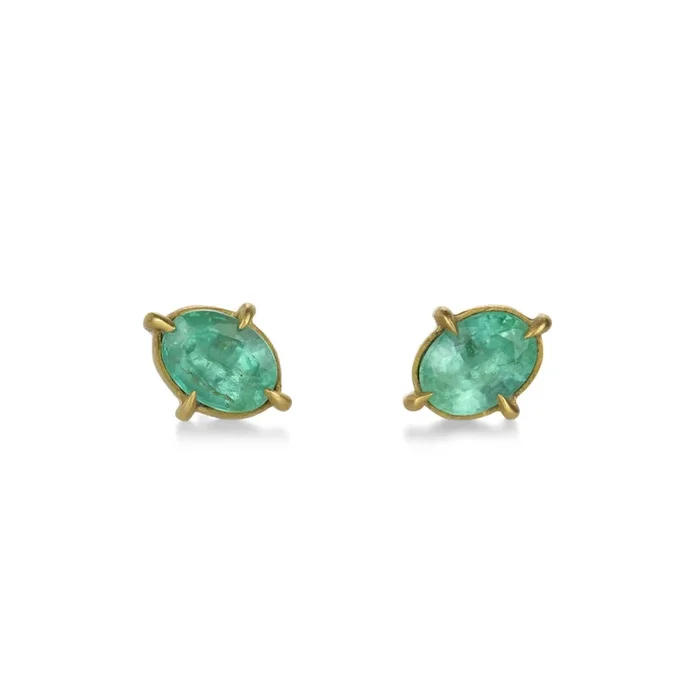 Oval Emerald Prong Studs