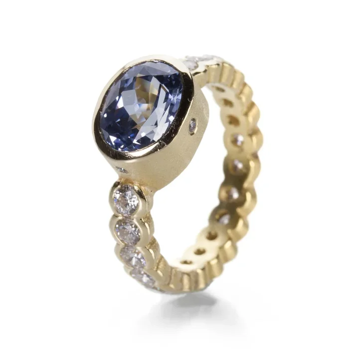 Oval Light Blue Sapphire and Diamond Ring