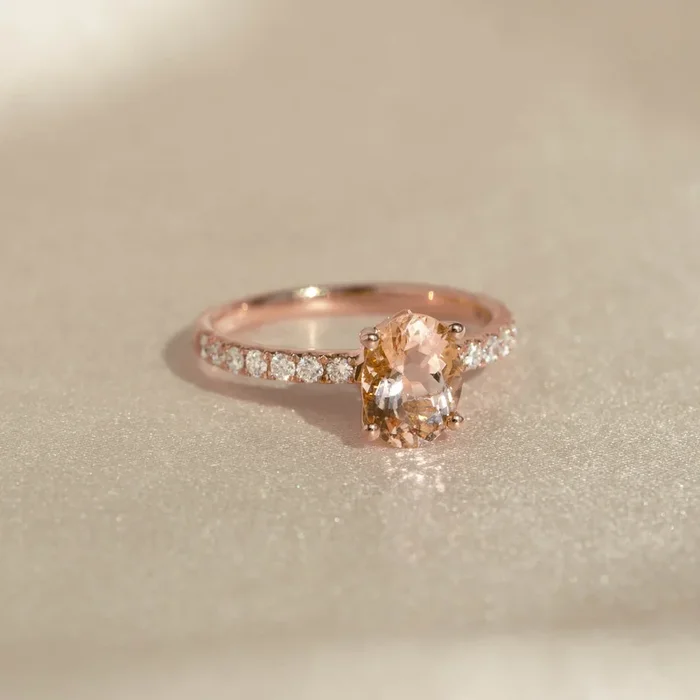 Oval Morganite and Diamond Ring Rose Gold – Minette