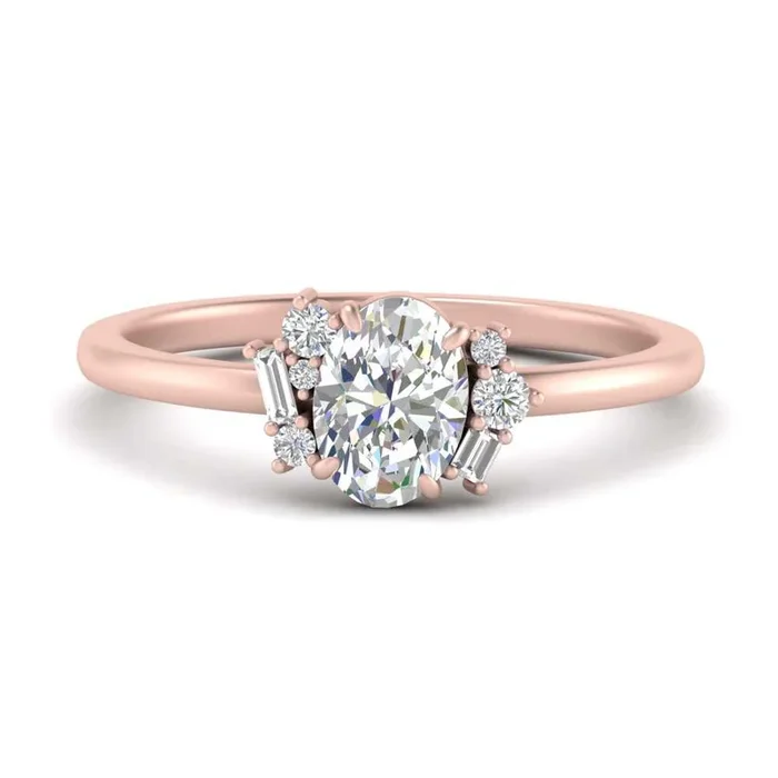 Oval Offbeat Modern Diamond Engagement Ring