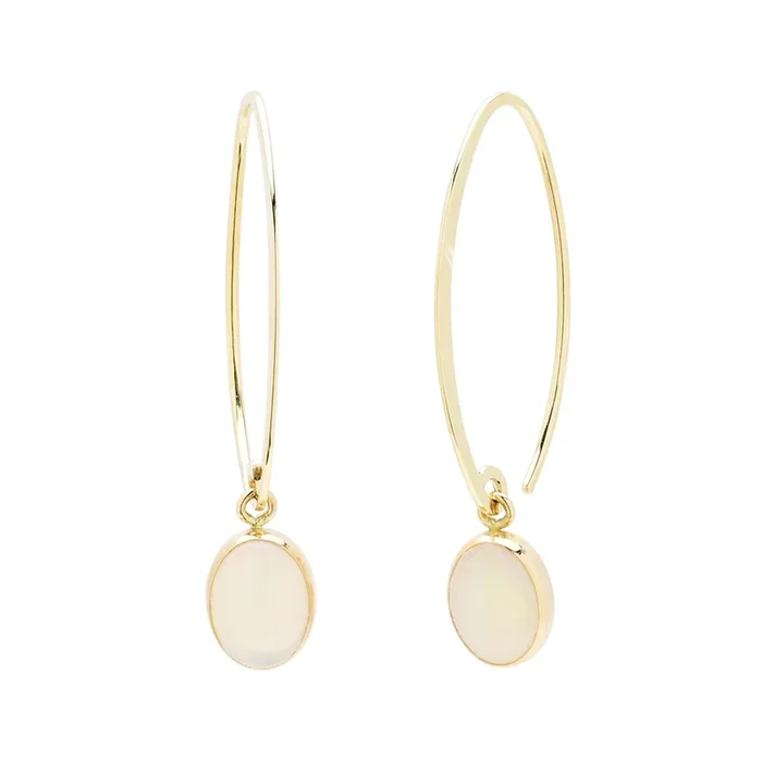 Oval Opal Drop Earrings in 14kt Yellow Gold