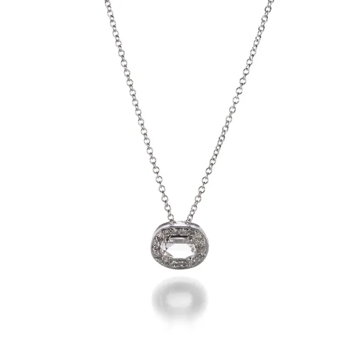 Oval Rose Cut Diamond Necklace