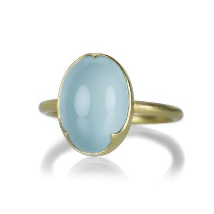 Oval Silky Aquamarine Ring
