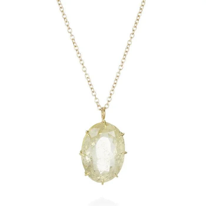 Oval Yellow Beryl Pendant Necklace