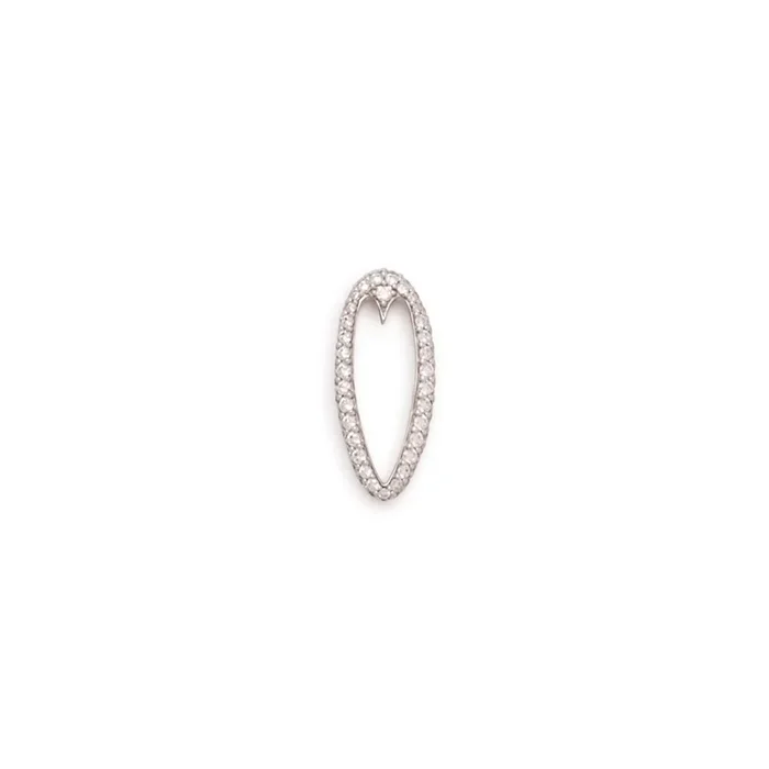 Oversized Pave Diamond Oval Heart Slide White Gold