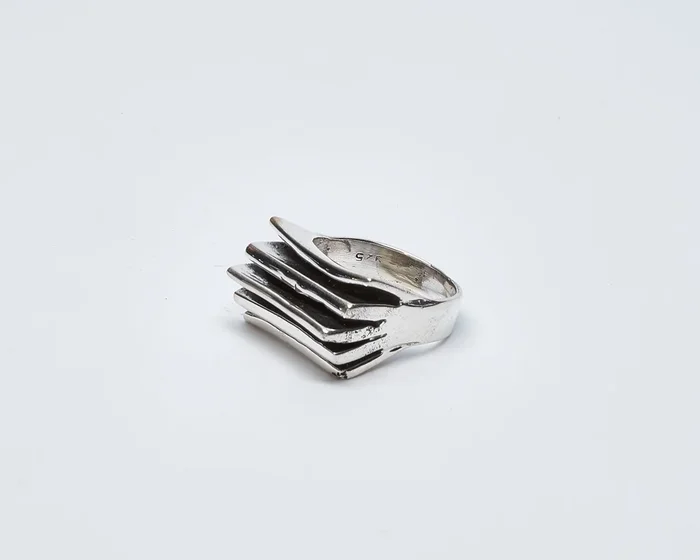 Oxidized Sterling Silver Accordion Ring