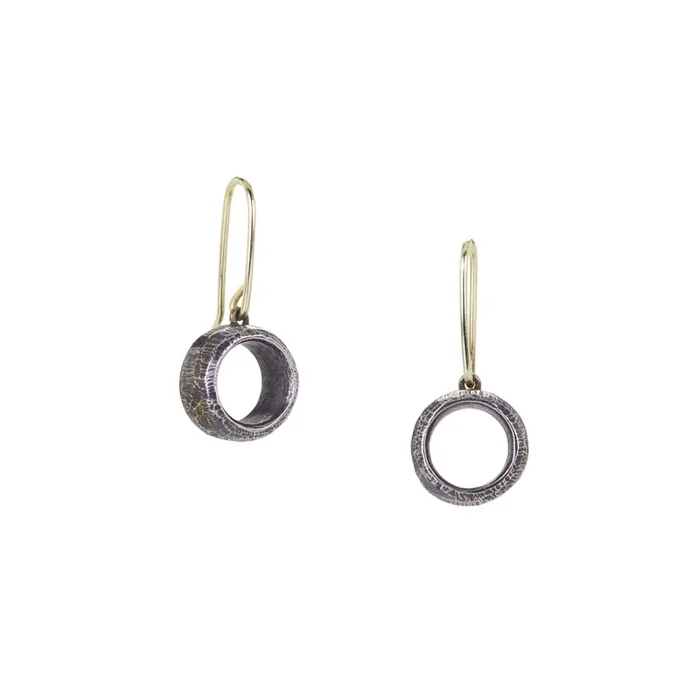 Oxidized Sterling Silver Barrel Drop Earrings