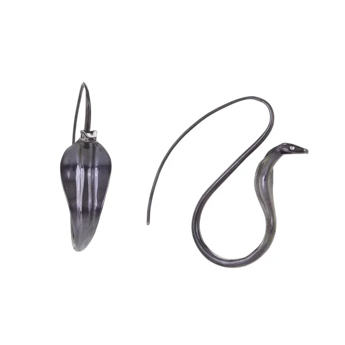 Oxidized Sterling Silver Cobra Earrings