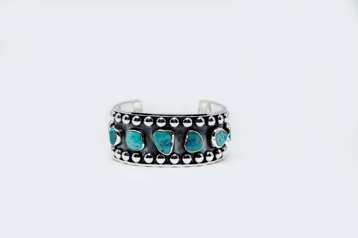Oxidized Sterling Silver Cuff with Sleeping Beauty Turquoise