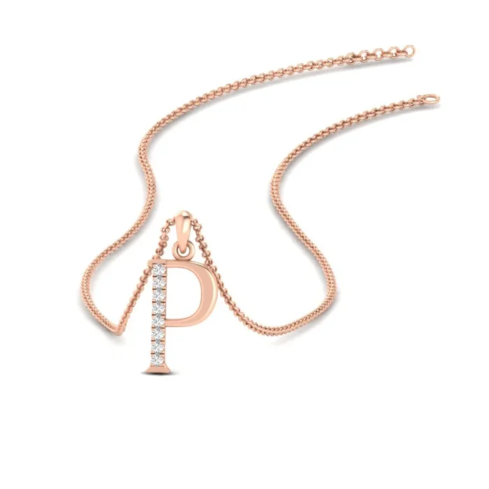 P Alphabet Pendant With Chain