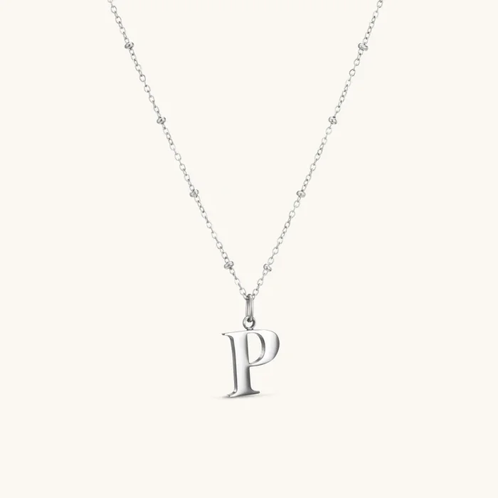 P Initial Pendant Necklace Silver