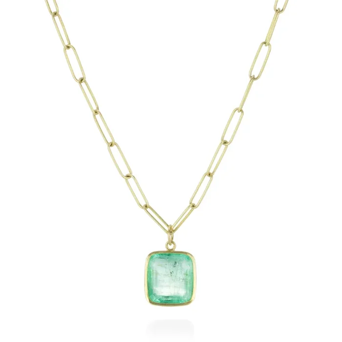 Pale Emerald Cut Emerald Pendant (Pendant Only)