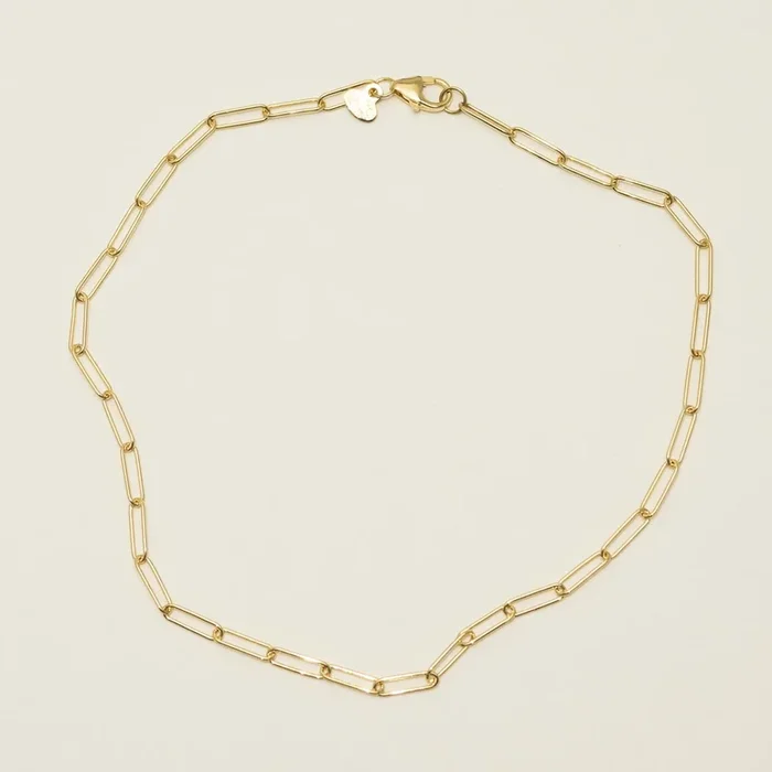 Paperclip Ankle Bracelet in 10kt Yellow Gold (9-10 inches)