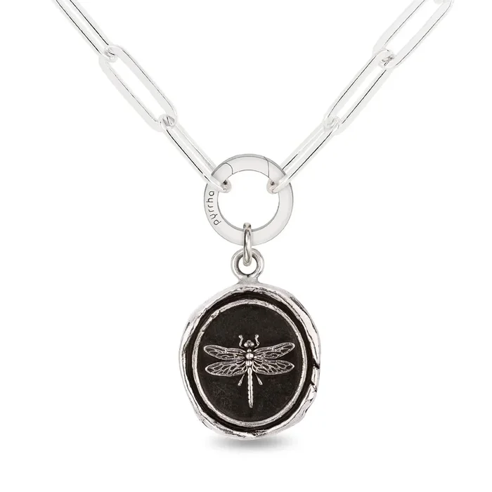 Paperclip Chain with Dragonfly Pendant