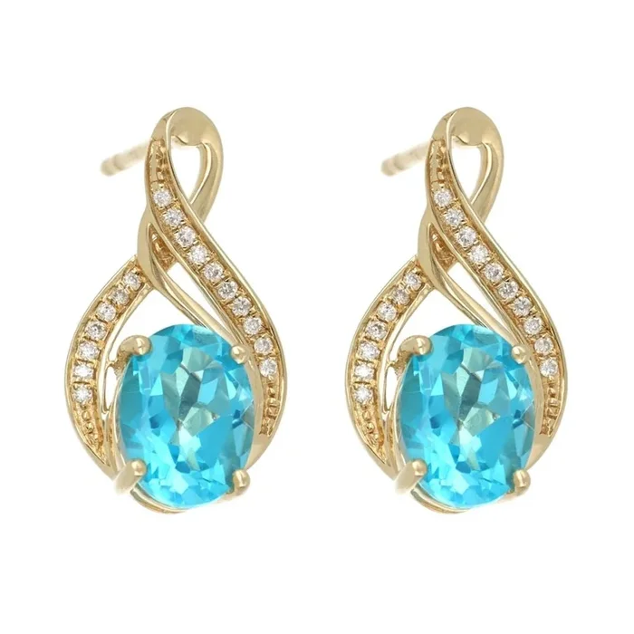 Paraiba Topaz Earrings (Paraiba Topaz 2.93 cts. White Diamond 0.09 cts.)