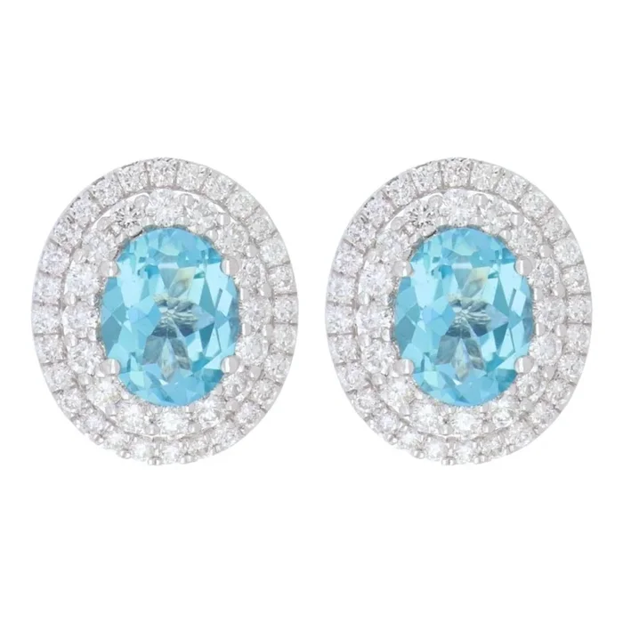 Paraiba Topaz Earrings (Paraiba Topaz 4.22 cts. White Diamond 1.45 cts.)