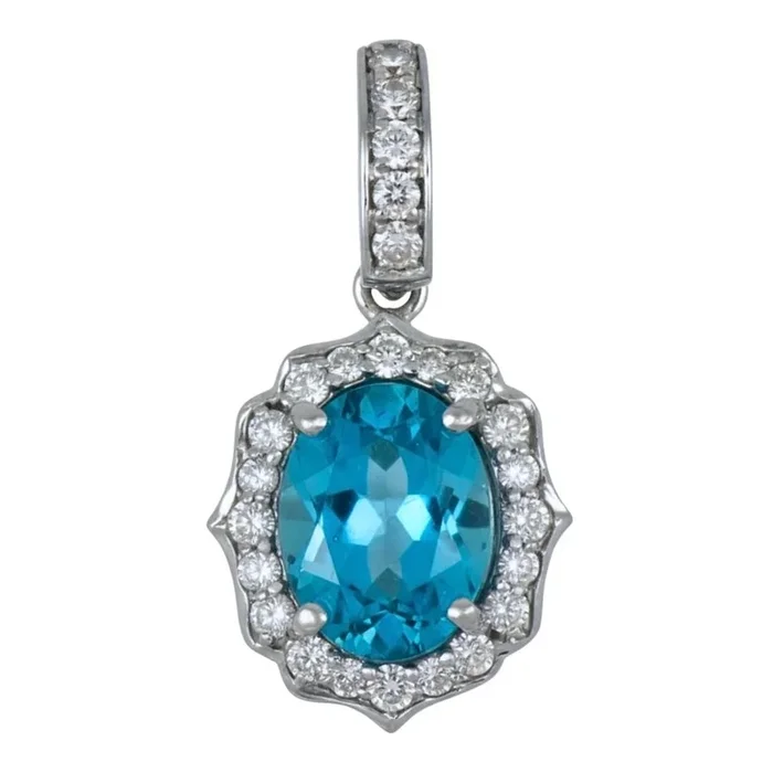 Paraiba Topaz Pendant (Paraiba Topaz 1.35 cts. White Diamond 0.2 cts.)