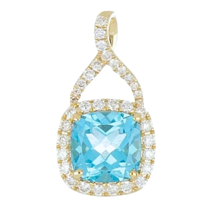 Paraiba Topaz Pendant (Paraiba Topaz 2.8 cts. White Diamond 0.35 cts.)