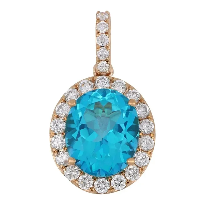 Paraiba Topaz Pendant (Paraiba Topaz 6.04 cts. White Diamond 0.76 cts.)