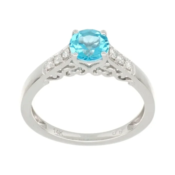 Paraiba Topaz Ring (Paraiba Topaz 0.92 cts. White Diamond 0.12 cts.)