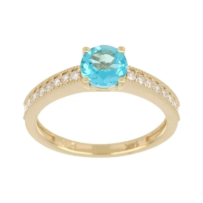 Paraiba Topaz Ring (Paraiba Topaz 1.05 cts. White Diamond 0.22 cts.)