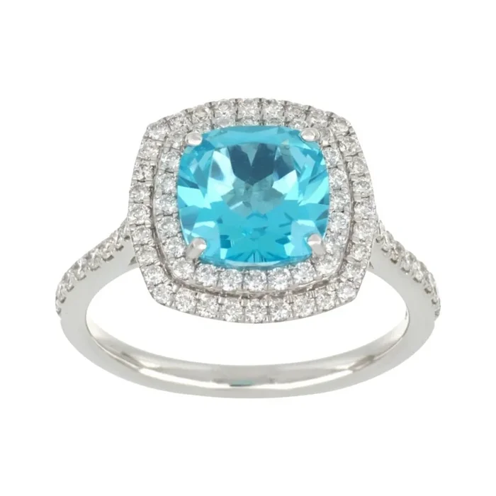 Paraiba Topaz Ring (Paraiba Topaz 2.62 cts. White Diamond 0.5 cts.)
