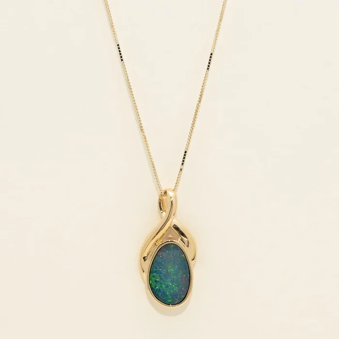 Parlé Australian Opal Doublet Necklace in 14kt Yellow Gold