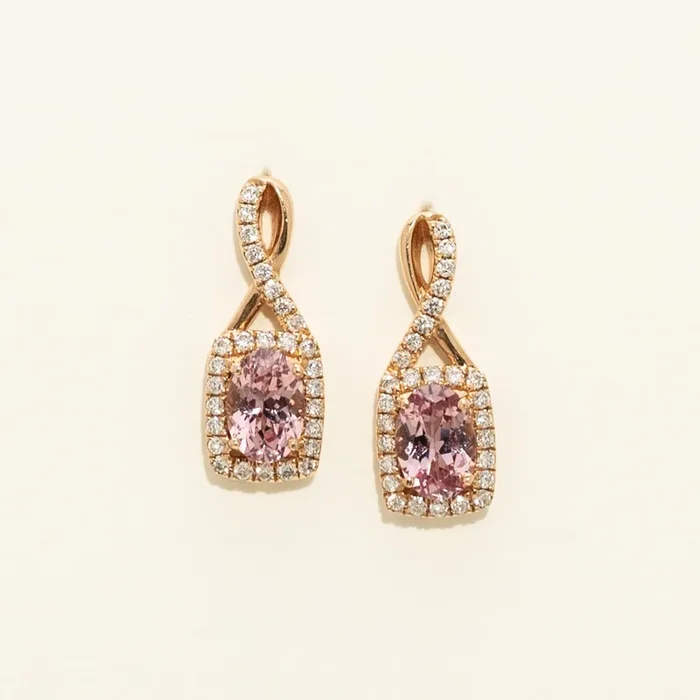 Parlé Lotus Garnet Earrings in 14kt Rose Gold with Diamonds (1/4ct tw)