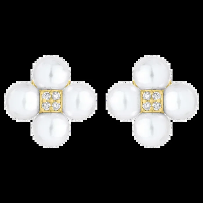 Paul Morelli Pearl & Diamond Sequence Clip Earrings