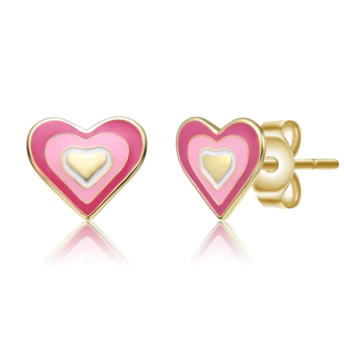 Pauline Enamel Heart Stud Earrings