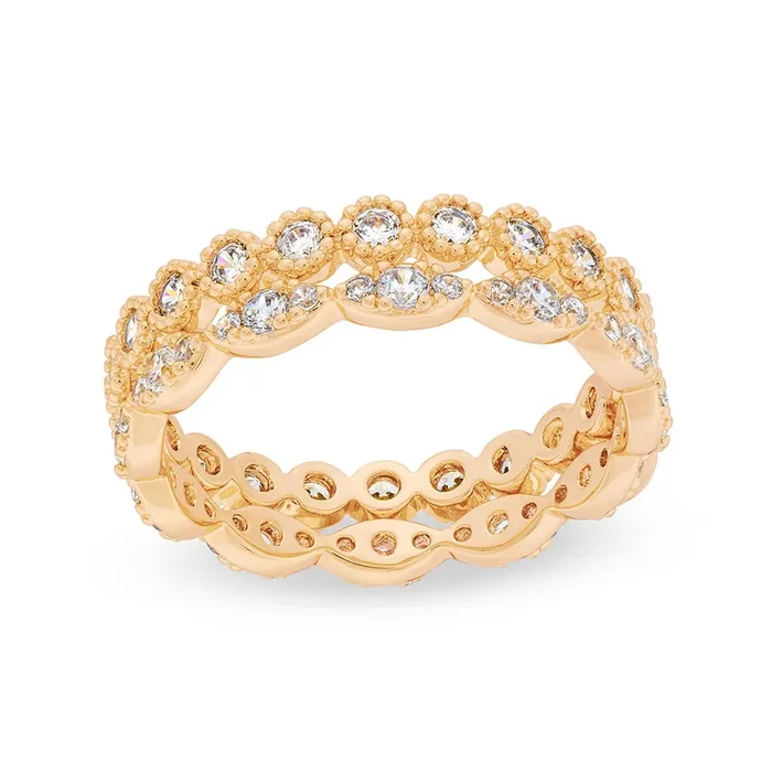 Pave & CZ Ring Set in Gold