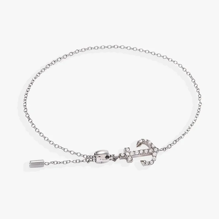 Pave Anchor Pull Chain Bracelet