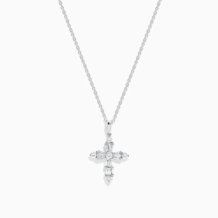 Pave Classica 14K White Gold Diamond Cross Pendant
