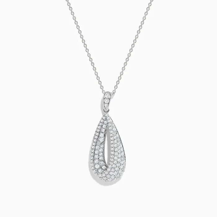 Pave Classica 14K White Gold Diamond Drop Pendant