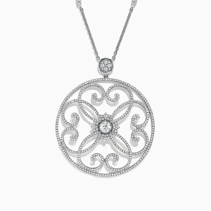 Pave Classica 14K White Gold Diamond Pendant, 1.32 TCW