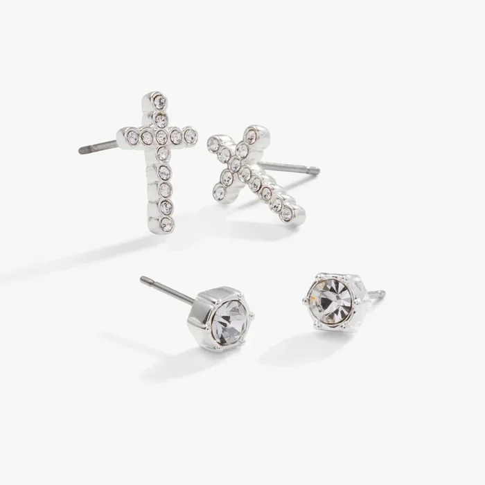 Pavé Cross Earrings, Set of 2