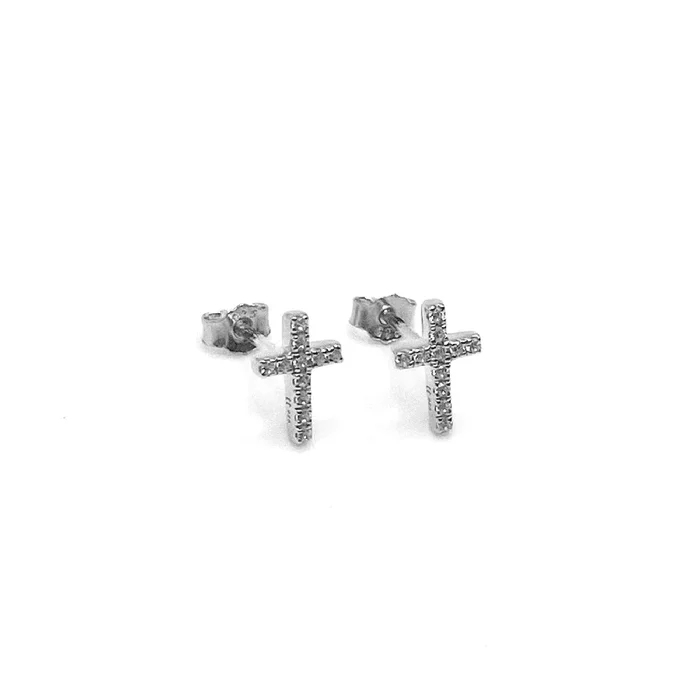 Pavé Cross Stud Earrings