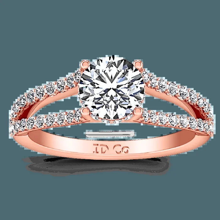 Pave Diamond Engagement Ring Fantasia 14K Rose Gold