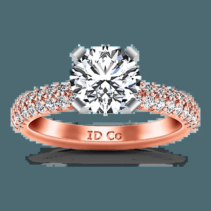 Pave Diamond Engagement Ring Gardenia 14K Rose Gold