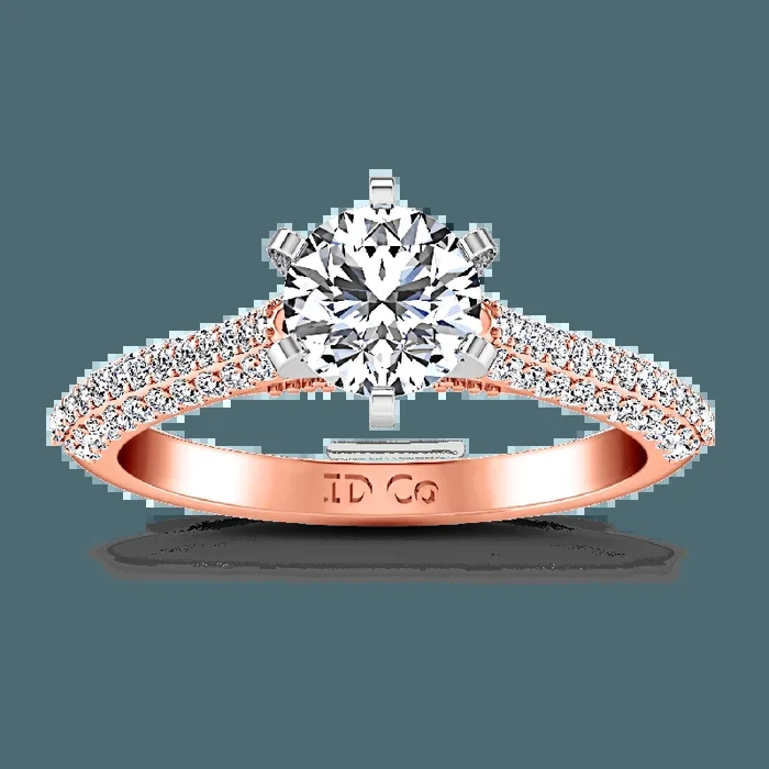 Pave Diamond Engagement Ring Royal 14K Rose Gold