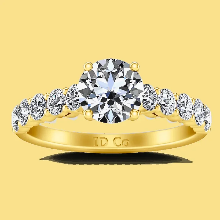 Pave Diamond EngagementRing Grande 14K Yellow Gold