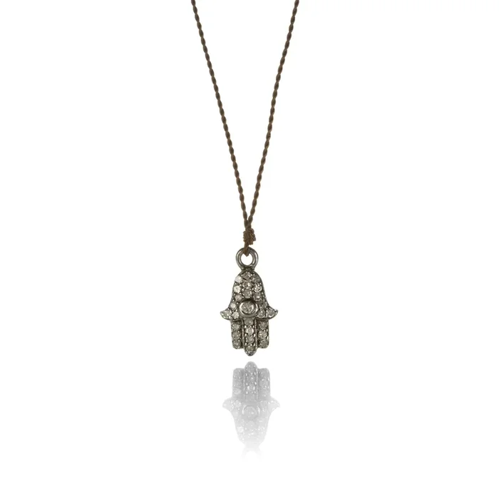 Pave Diamond Hamsa Necklace