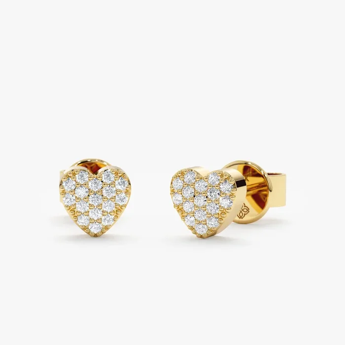 Pave Diamond Heart Studs, Taylor